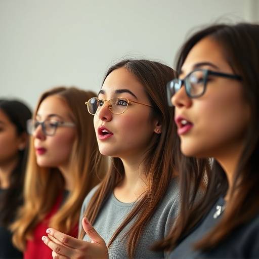 Students practicing vocal exercises in a voice acting class.